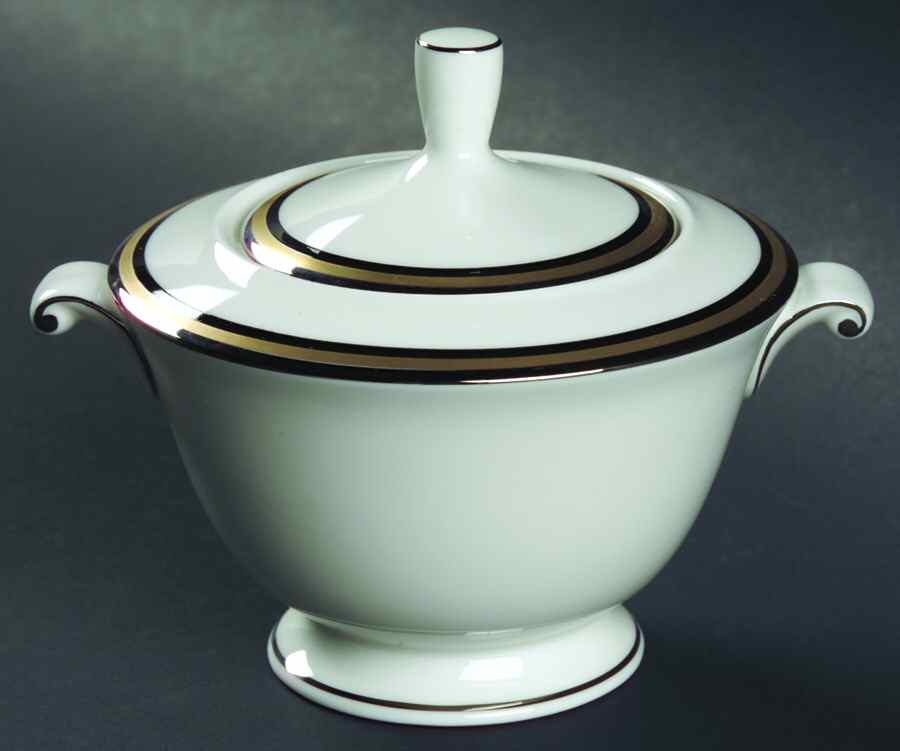 Mixed Media Black Sugar Bowl & Lid by Oscar De La Renta-1