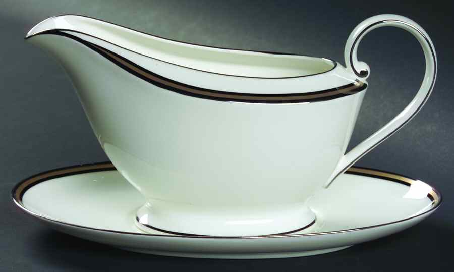 Mixed Media Black Gravy Boat & Underplate by Oscar De La Renta-1