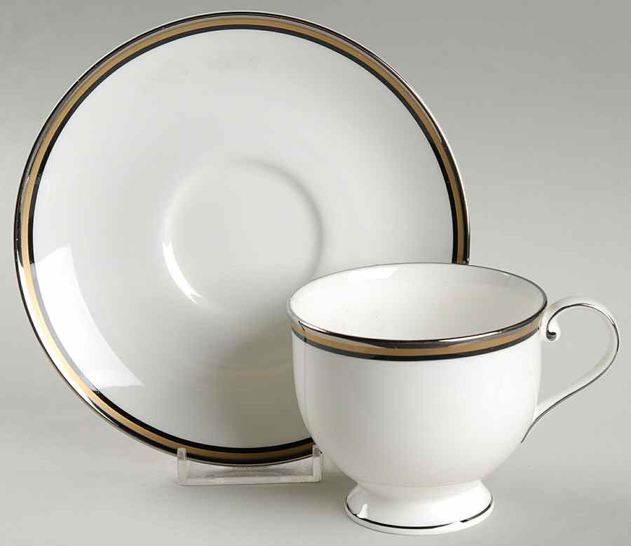 Mixed Media Black Footed Cup & Saucer Set by Oscar De La Renta-1