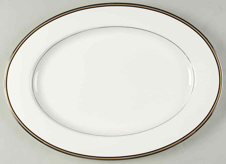 Mixed Media Black 17" Oval Serving Platter by Oscar De La Renta-1