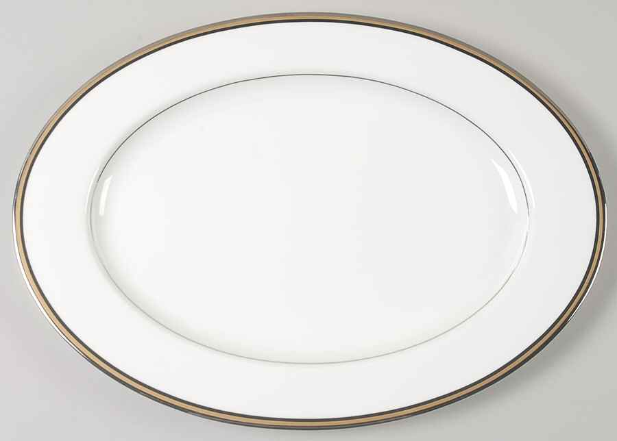 Mixed Media Black 15" Oval Serving Platter by Oscar De La Renta-1