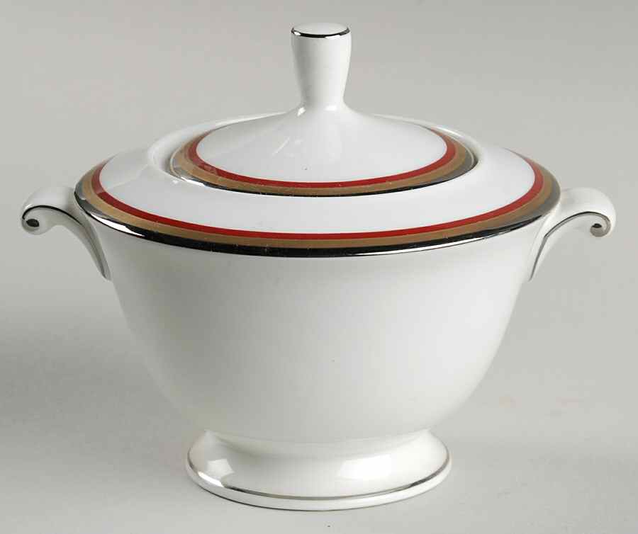 Mixed Media Red Sugar Bowl & Lid by Oscar De La Renta-1