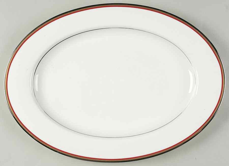 Mixed Media Red 15" Oval Serving Platter by Oscar De La Renta-1