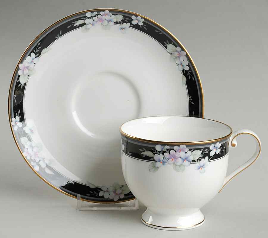 Refinement Black Footed Cup & Saucer Set by Oscar De La Renta-1