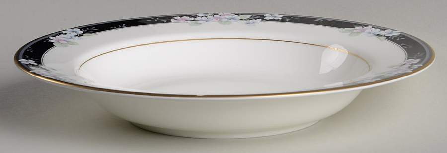 Refinement Black Large Rim Soup Bowl by Oscar De La Renta-1