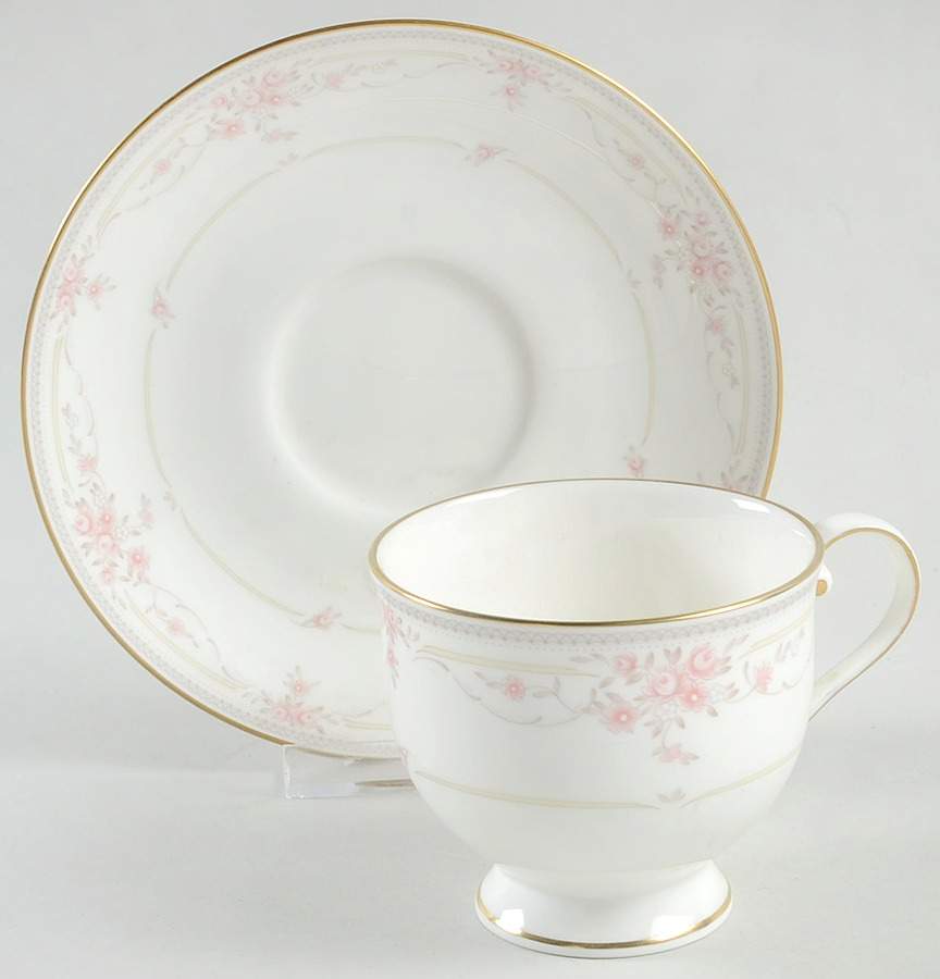 Rosanna Pink Footed Cup & Saucer Set by Oscar De La Renta-1