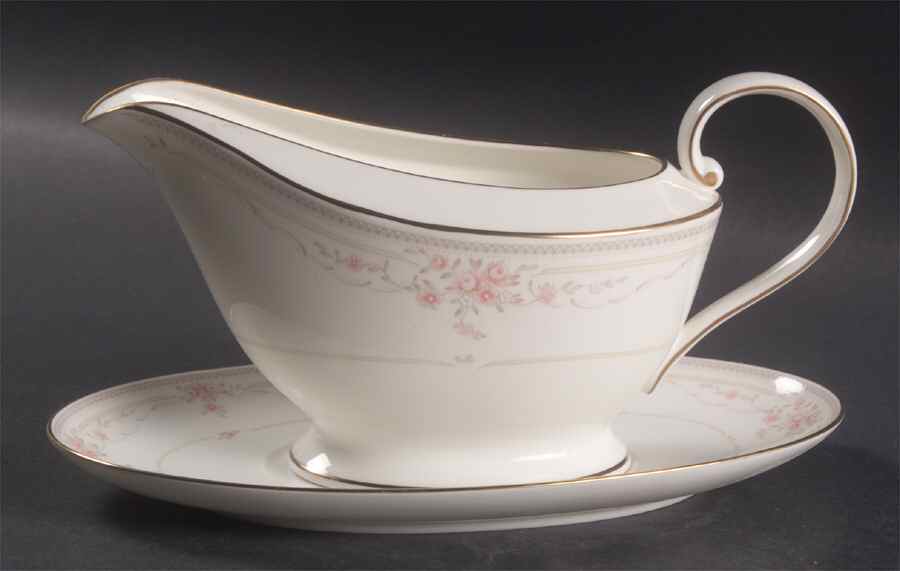 Rosanna Pink Gravy Boat & Underplate by Oscar De La Renta-1