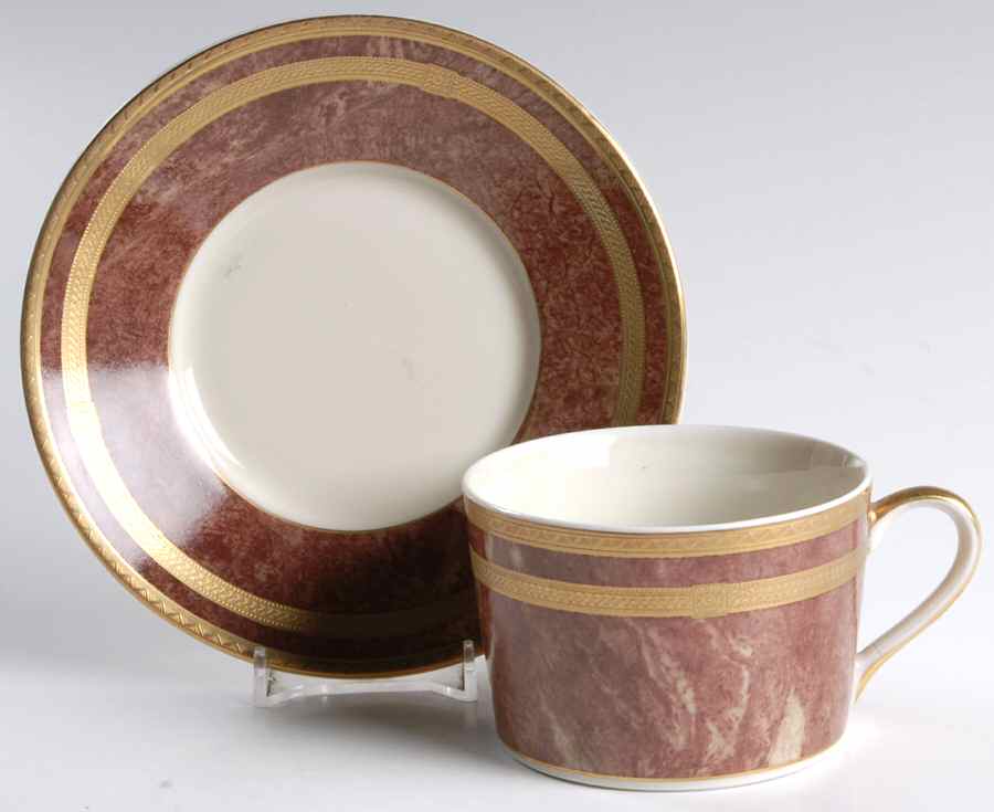 Rose Travertine Flat Cup & Saucer Set by Oscar De La Renta-1