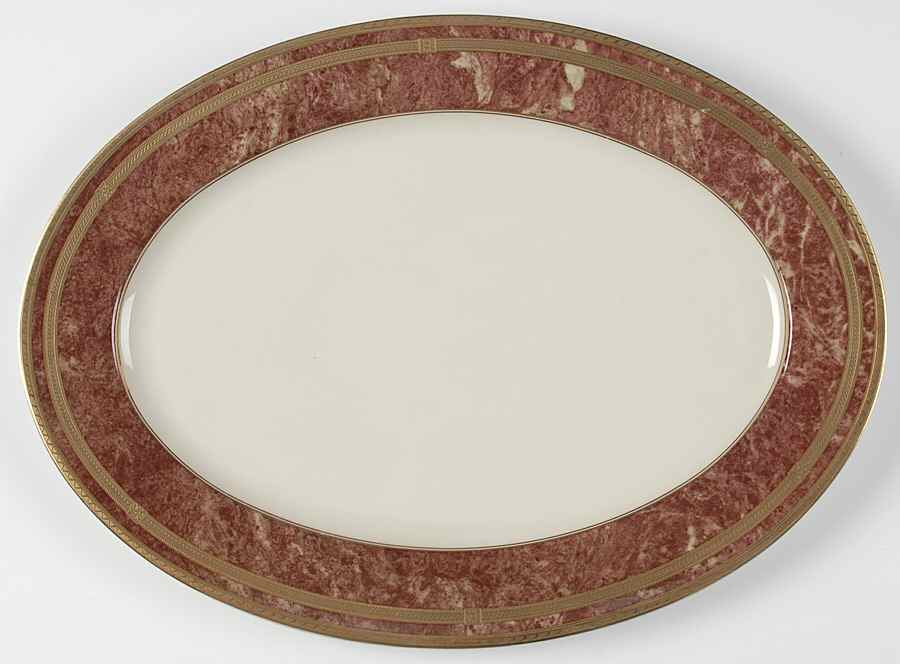 Rose Travertine 15" Oval Serving Platter by Oscar De La Renta-1