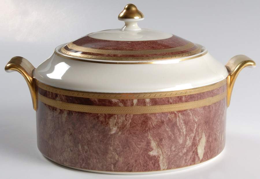 Rose Travertine Round Covered Vegetable by Oscar De La Renta-1