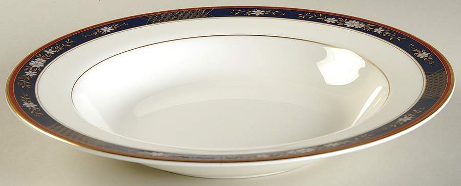 Tapestry Blue Large Rim Soup Bowl by Oscar De La Renta-1