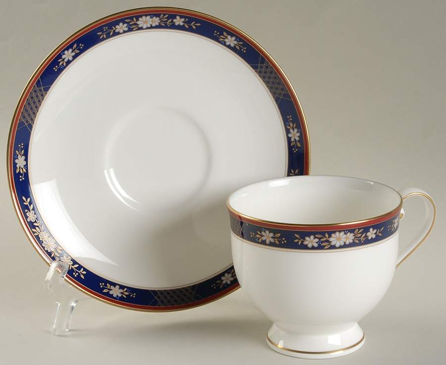 Tapestry Blue Footed Cup & Saucer Set by Oscar De La Renta-1