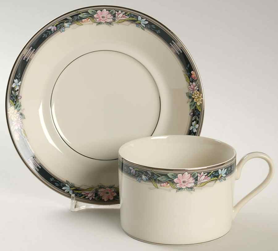 Twilight Bouquet Flat Cup & Saucer Set by Oscar De La Renta-1