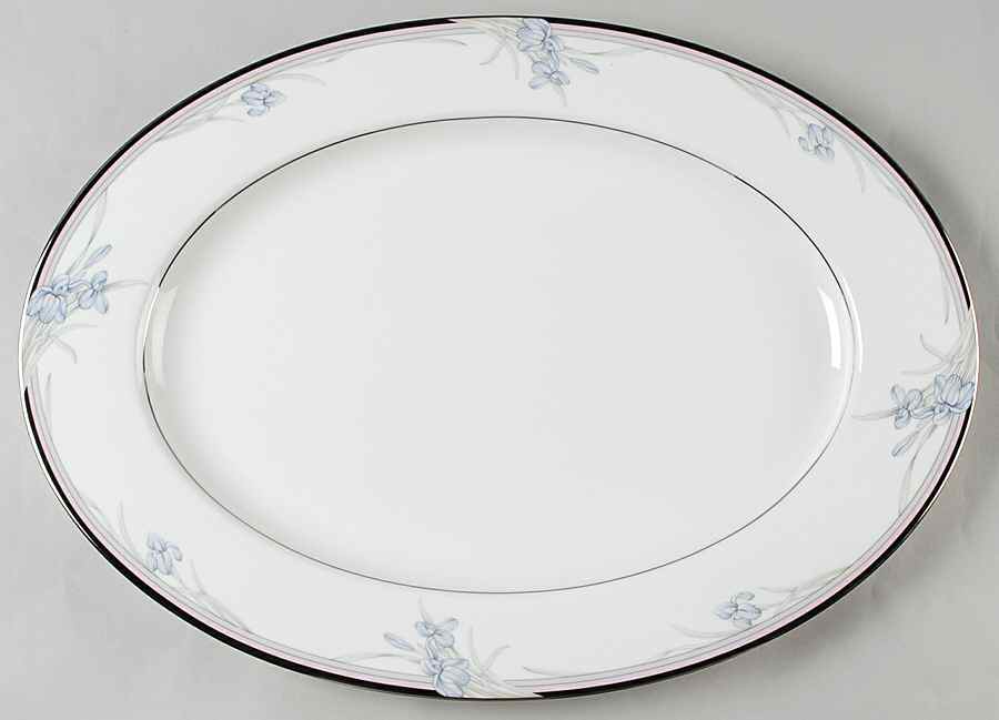 Vintage Blue 17" Oval Serving Platter by Oscar De La Renta-1
