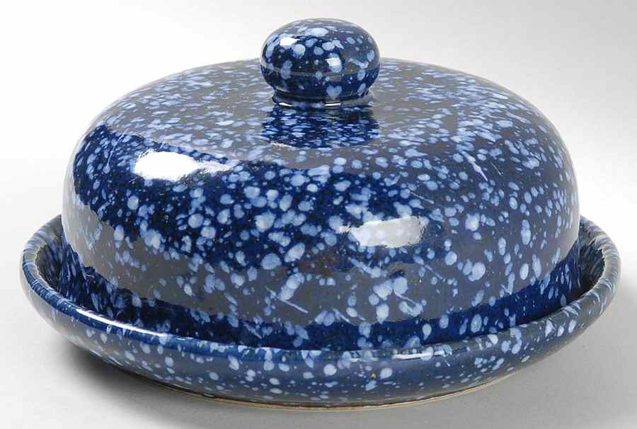 Blue Spackle Round Covered Butter by Otagiri-1
