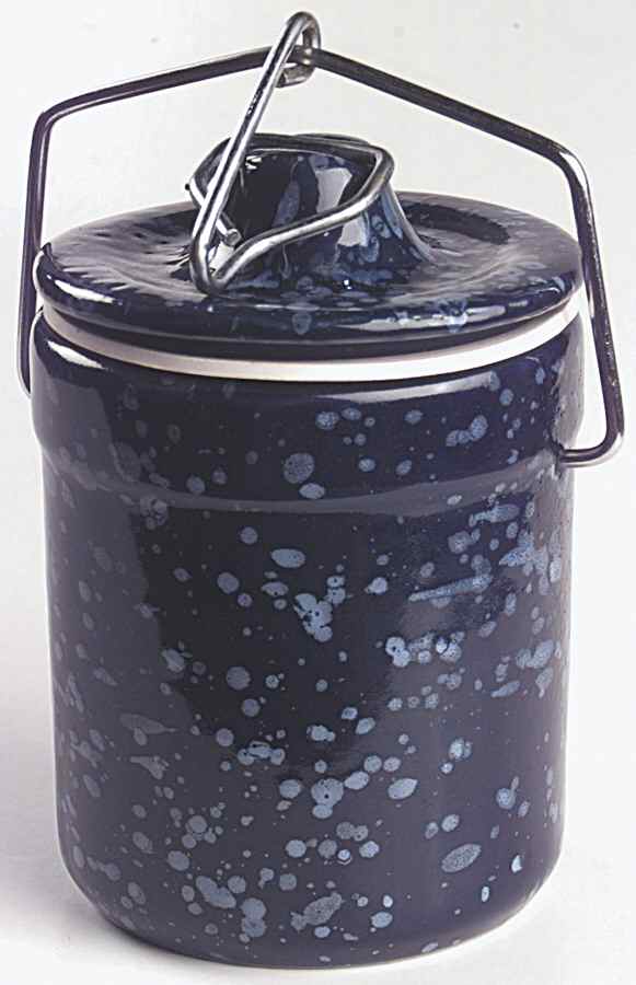 Blue Spackle Cheese Crock & Lid by Otagiri-1