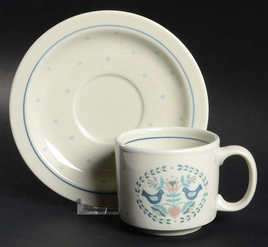 Bluebird Flat Cup & Saucer Set by Otagiri-1