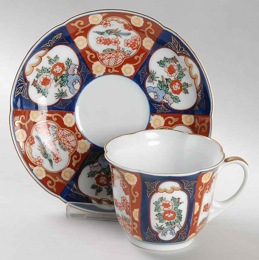 Gold Imari Footed Cup & Saucer Set by Otagiri-1