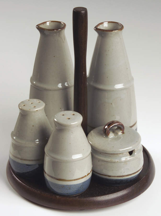 Mariner 5-Piece Condiment Set with Wood Stand by Otagiri-1