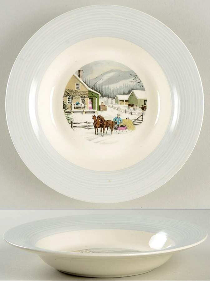 Currier & Ives Rim Soup Bowl by Ovington's-1