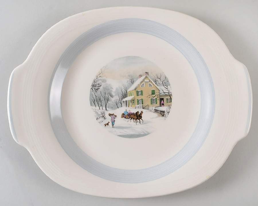 Currier & Ives 13" Oval Serving Platter by Ovington's-1