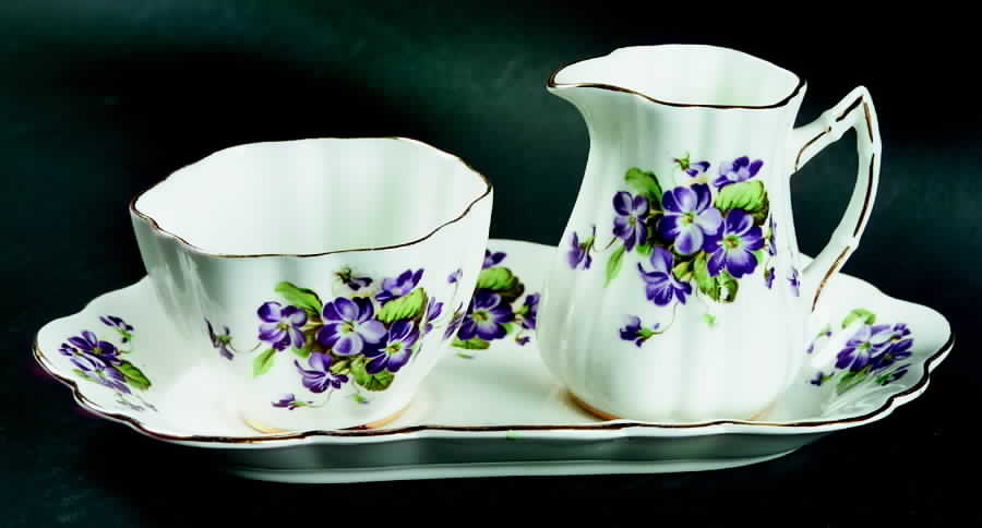 2986 Mini Creamer & Open Sugar with Tray by Old Royal (England)-1