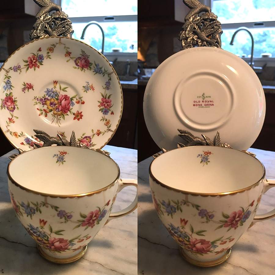 OLR4 Footed Cup & Saucer Set by Old Royal (England)-1
