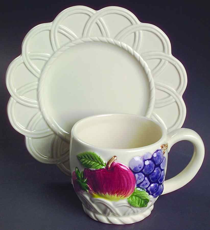 Fruit Basket Flat Cup & Saucer Set by Otagiri-1