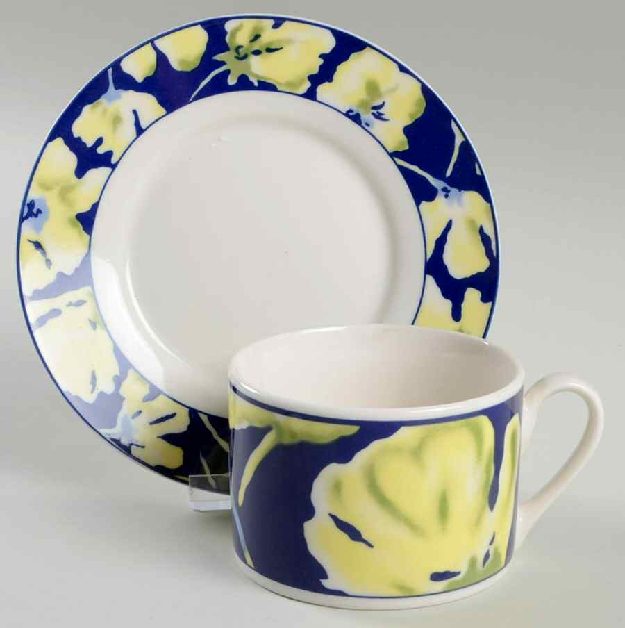 Jasmine Flat Cup & Saucer Set by Oneida-1