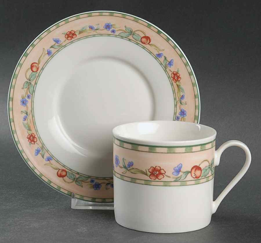 Cherry Valley Flat Cup & Saucer Set by Oneida-1