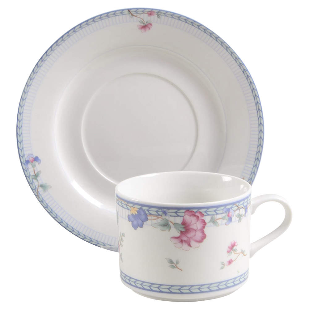Blue Lattice Flat Cup & Saucer Set by Oneida-1