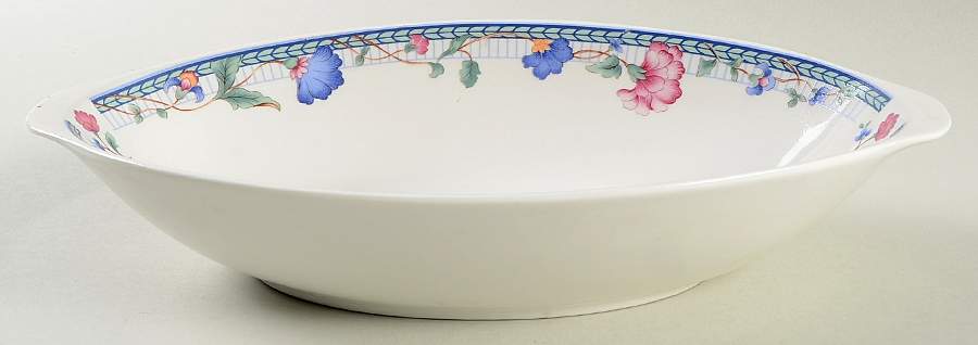 Blue Lattice 12" Oval Vegetable Bowl by Oneida-1
