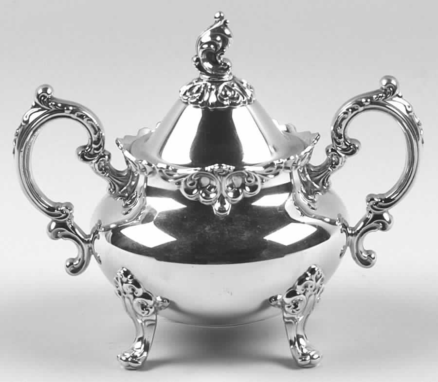 Venetian Scroll (Silverplate Hollowware) Sugar Bowl & Lid by Oneida Silver-1