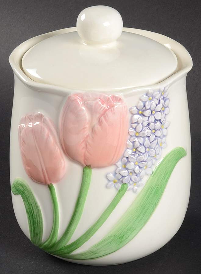Tulip Garden (No Trim) Small Storage Jar & Lid by Otagiri-1