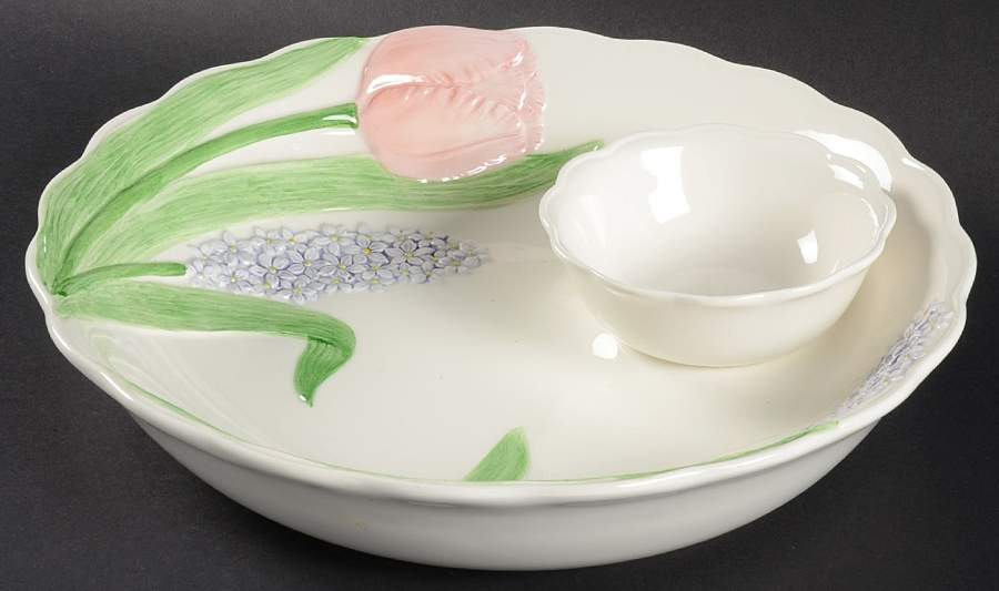 Tulip Garden (No Trim) 1 Piece Chip & Dip by Otagiri-1