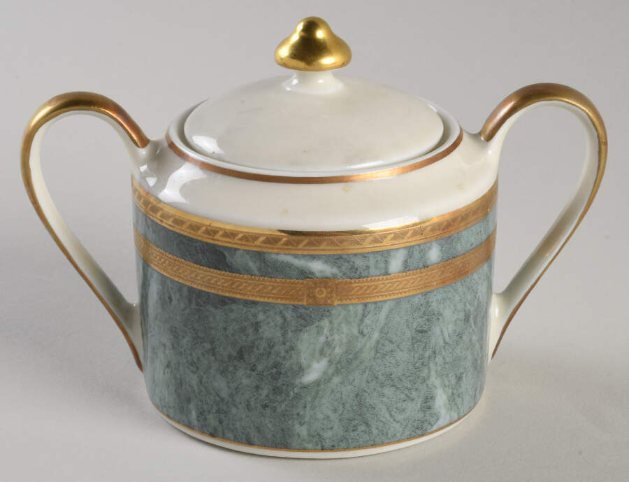 Jade Florentine Sugar Bowl & Lid by Oscar De La Renta-1