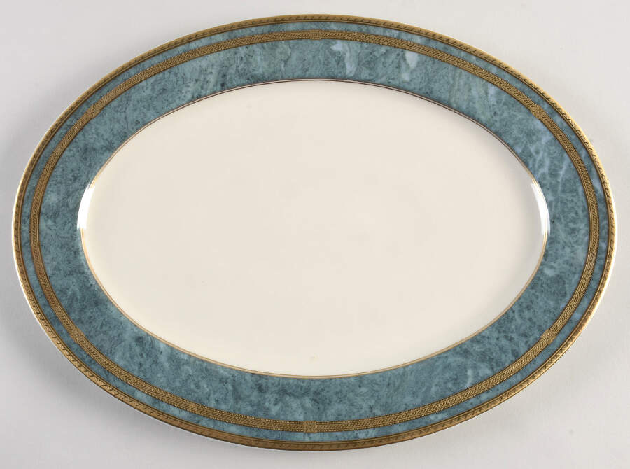 Jade Florentine 15" Oval Serving Platter by Oscar De La Renta-1