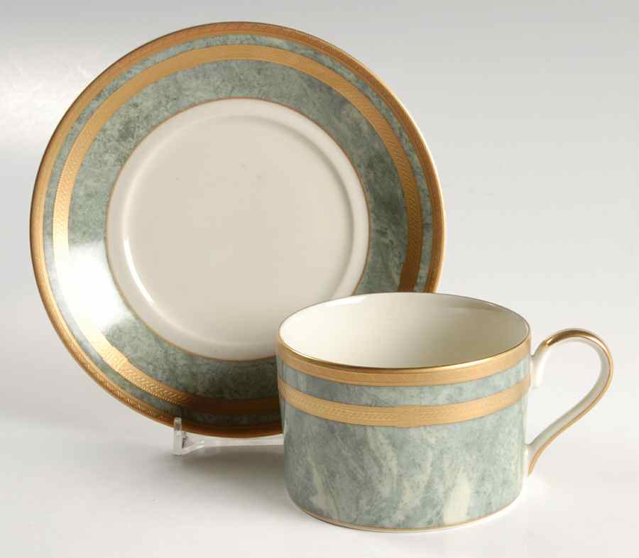Jade Florentine Flat Cup & Saucer Set by Oscar De La Renta-1