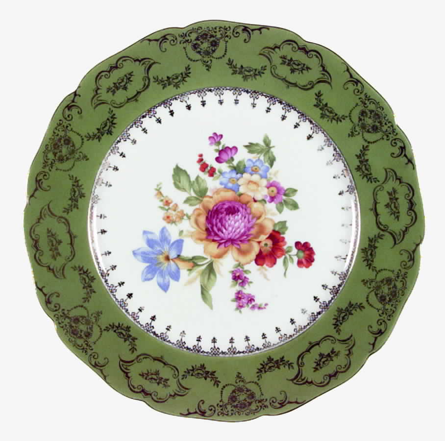 661-3477 Green Service Plate (Charger) by Omeco (Czech)-1