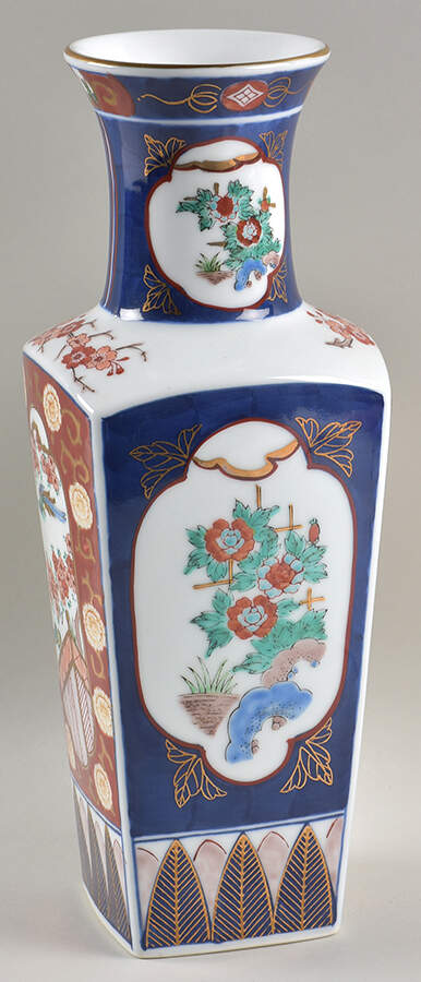 Gold Imari 14" Square Vase by Otagiri-1