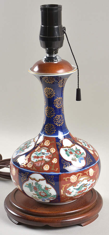 Gold Imari 13" Electric Lamp No Shade by Otagiri-1