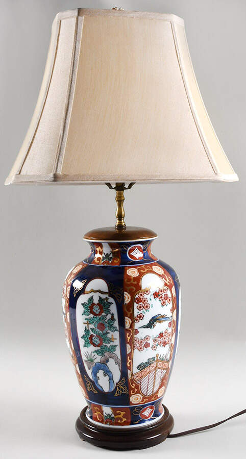 Gold Imari 27" Electric Lamp & Shade by Otagiri-1