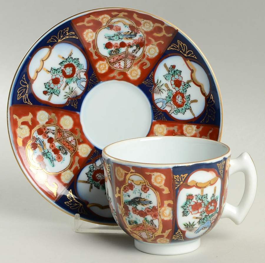 Gold Imari Footed Cup & Saucer Set by Otagiri-1