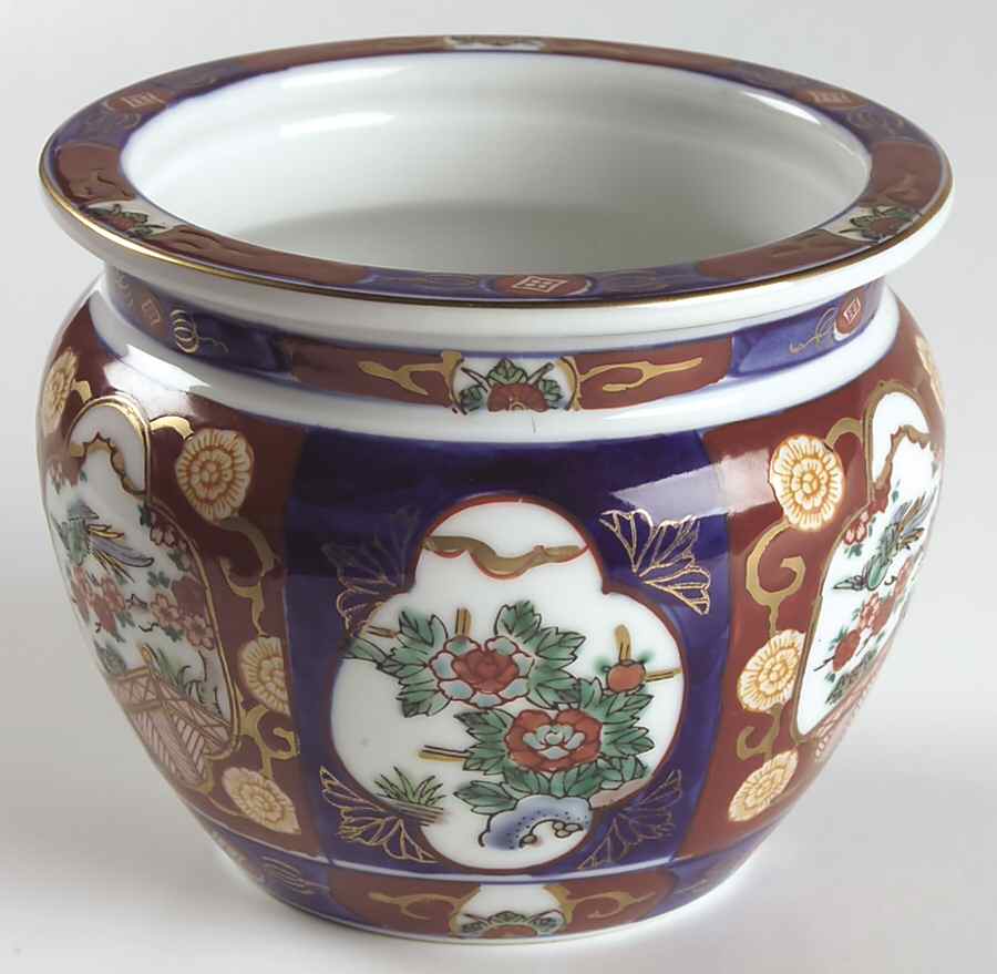 Gold Imari Cachepot by Otagiri-1