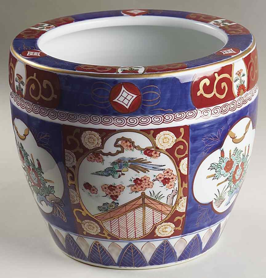Gold Imari 8" Cachepot by Otagiri-1