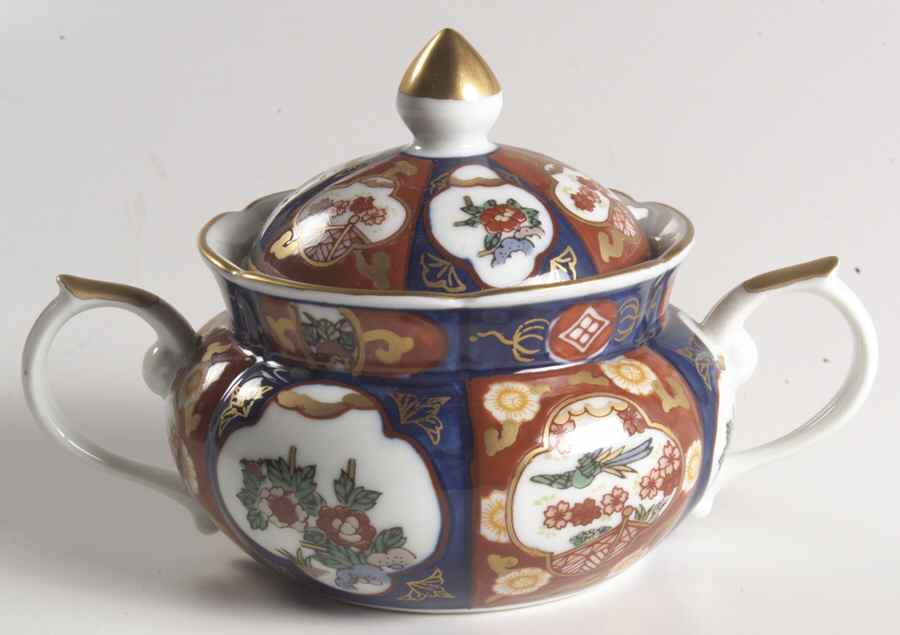 Gold Imari Sugar Bowl & Lid by Otagiri-1