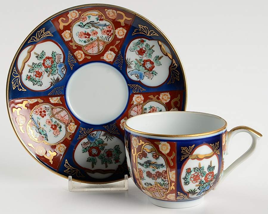 Gold Imari Footed Cup & Saucer Set by Otagiri-1
