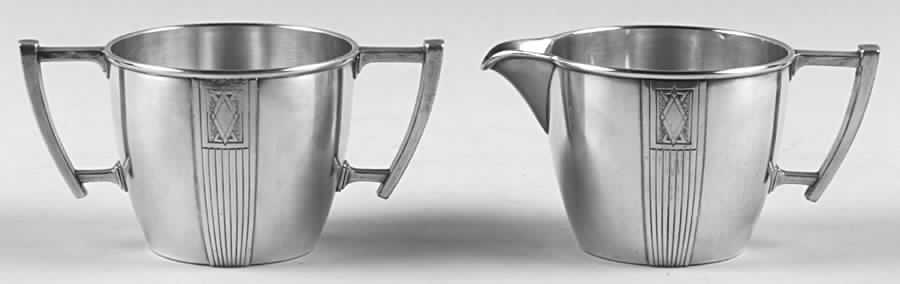 Noblesse (Silverplate, Hollowware) Plated Mini Creamer and Open Sugar by Oneida Silver-1