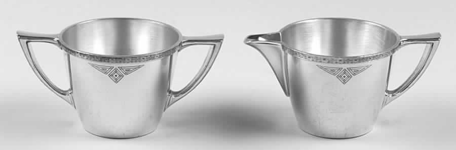 Skyline-Skycrest (Silverplate, Hollowware) Plated Mini Creamer and Open Sugar by Oneida Silver-1