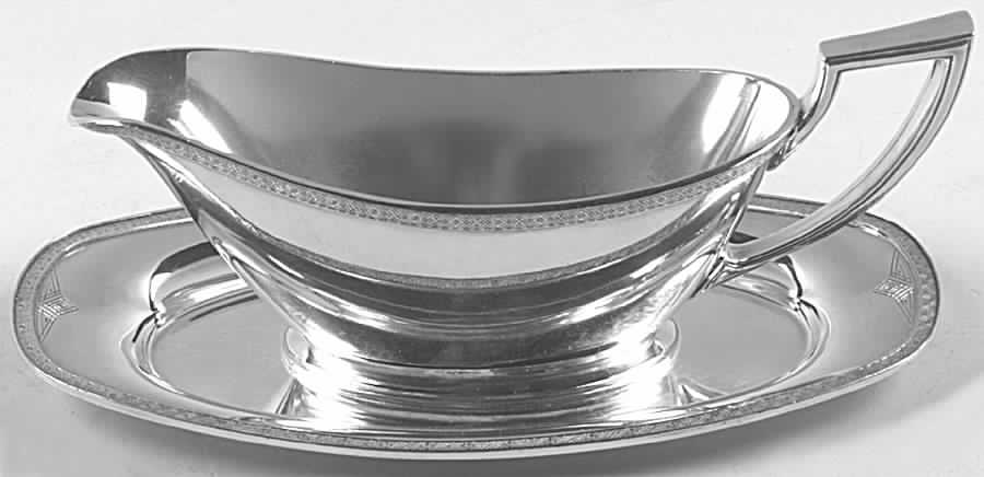 Skyline-Skycrest (Silverplate, Hollowware) Plated Gravy Boat & Underplate by Oneida Silver-1